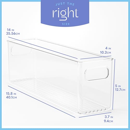 Plastic Food Storage 2 Pack Clear Container Bin with Handles for Organizing Kitchen (2 Count)