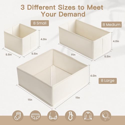 Drawer Organizer Clothes (Beige / 24PACK)