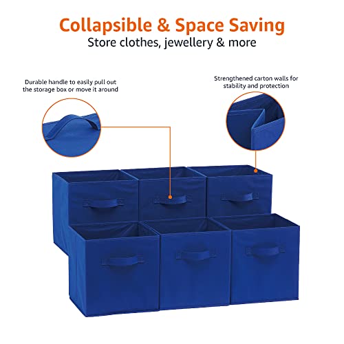 Collapsible Fabric Storage Bins with Handles (Navy / 10.5"x10.5"x11")