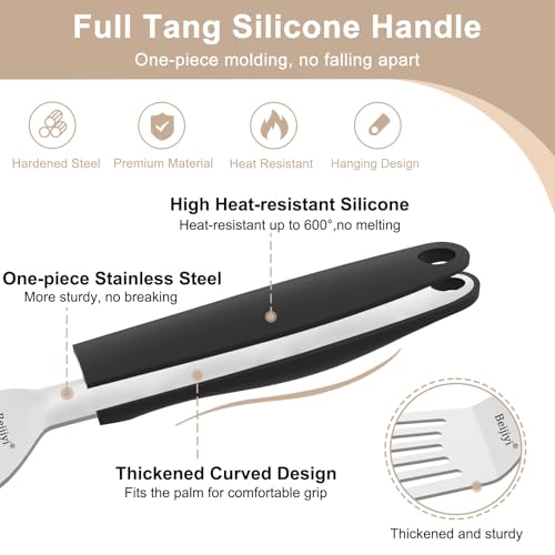 Stainlecss Steel Fish Spatula Set (Silver_Large&Small)