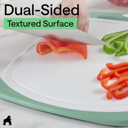 BPA Free Reversible Kitchen Cutting Board (Mint/White / Large (Pack of 3))