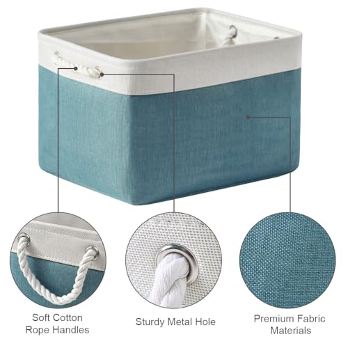 Organization and Storage Basket for Organizing (White&Green / Large Cube-2 Pack)