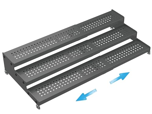 Expandable Spice Rack organizer with 3 (Gun-grey / 1 PACK/GUN-GREY)