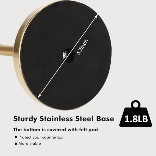 Gold Paper Towel Holder Countertop with Weighted Stainless Steel Base