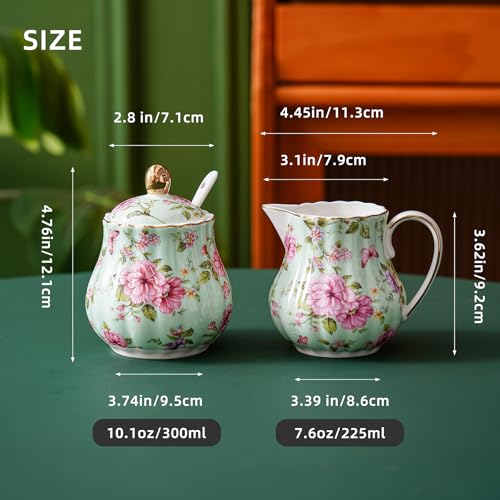 Ceramic Sugar and Creamer Set (Green)