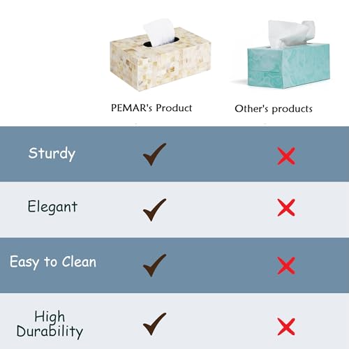 Handmade Mother of Pearl Tissue Box (White Cream (Standard 9.8"x5.5"x3.9"h))