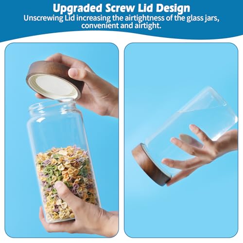 Glass Jar with Screw Top Lid 37oz Borosilicate Glass Spice Jars Seasoning Containers Kitchen Glass Food Storage Canisters for Pantry Liquid Tea Bath Salts Fermenting (2×1100ml(37oz))