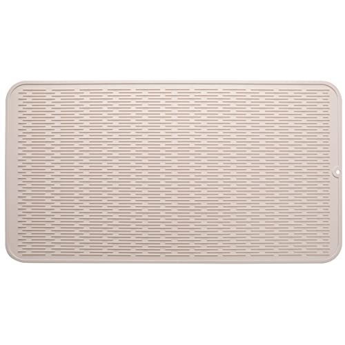 Silicone Dish Drying Mat for Multiple Usage (Tapioca / 32"L x 18"W)