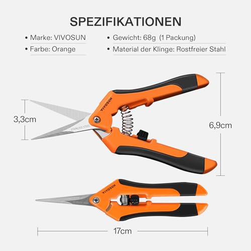 6.5 Inch Gardening Scissors Hand Pruner Pruning Shear with Straight Stainless Steel Blades Orange 1 (Orange Straight Blade / Orange)