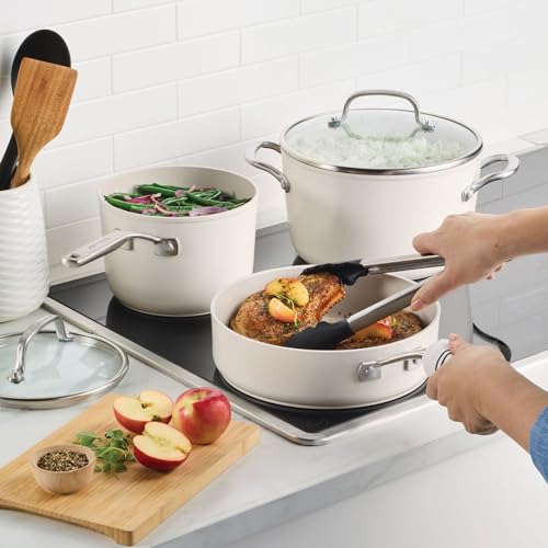 Hard Anodized Ceramic Induction Pots and Pans (Porcelain / 10 Piece Cookware Set)