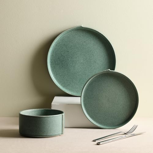 Bao 12 Piece Dinnerware Set Stoneware (Green / 12-Piece - Service for 4)