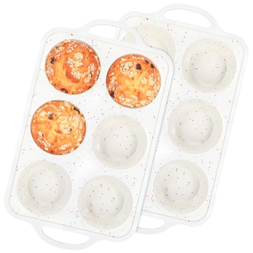 Silicone Jumbo Muffin Pan with Metal Frame (Jumbo: 6 Cups×2pack)