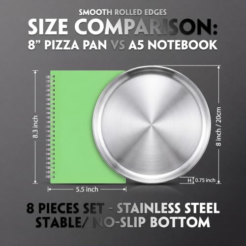 6 Pieces Silver Pizza Pans 8 Inch Bakeware (6 Count)