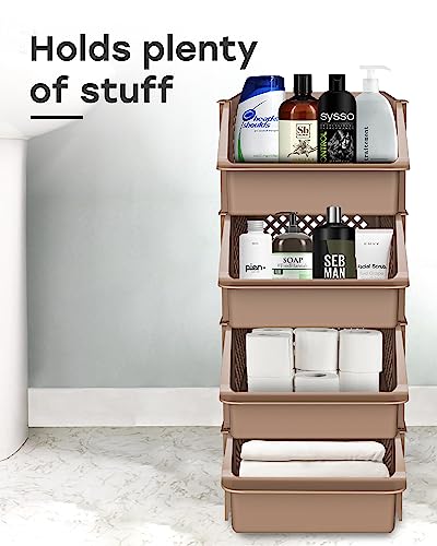 Stackable Storage Bins Open Front for Pantry Storage (4 Count)
