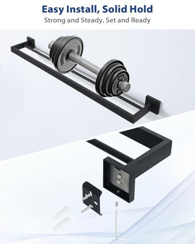 Double Towel Bars Towel Rack for Bathroom Wall Mount 32 Inch (Double 32 Inch / Matte Black)