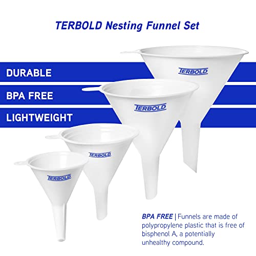 4pc Funnel Nesting Set in BPA Free Plastic for Kitchen Cooking (4 Count)