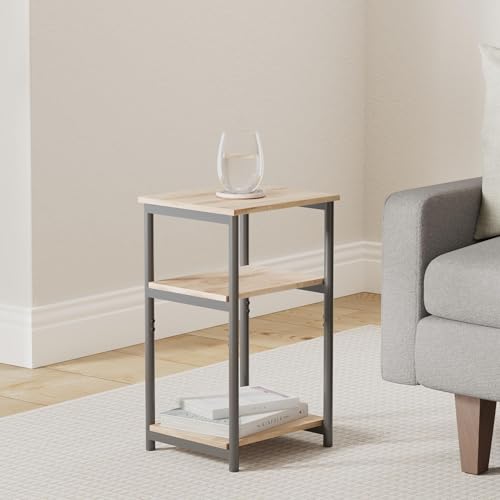 Side Table Small End Table (Camel Brown + Ink Black)