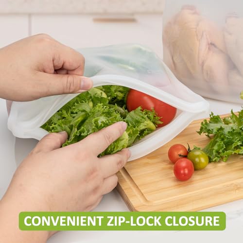 100% Silicone Gallon Storage Bags (Translucent | Gallon-Size | 4 Pack)
