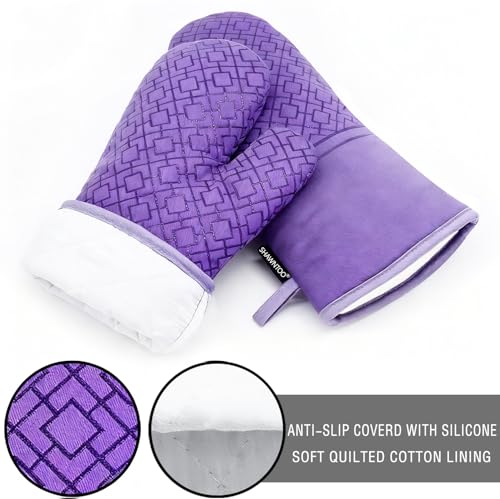 Oven Mitts and Pot Holders Sets 6pcs (Purple)