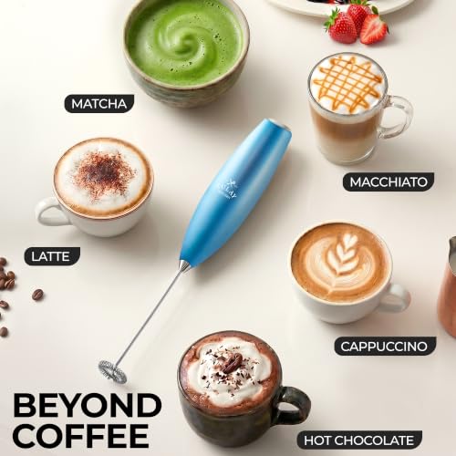Zulay Powerful Milk Frother for Coffee with Upgraded Titanium Motor (Frosted Blue / OG Frother)