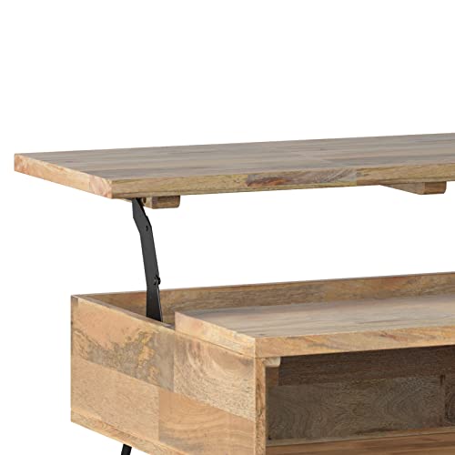 Hunter 36" Wide Solid Mango Wood Coffee Table in Natural (Lift Top Coffee Table / 36 inch / Refined Natural)