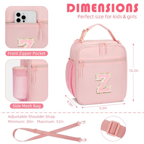Lunch Box Kids Large Initial Insulated Lunch Bag for Girls
