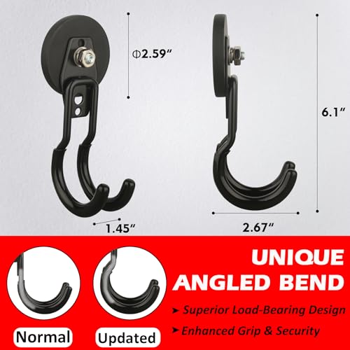 Upgraded Magnetic Hooks Heavy Duty (Updated 2.6in Magnet J Black Hooks 2PCS)