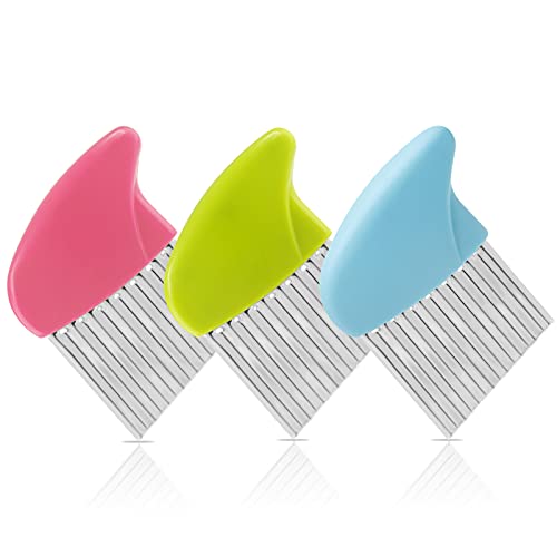 Stainless Steel Potato Crinkle Cutter Knife Set (Green & Pink & Blue & Orange)