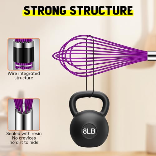 4 Pieces Silicone Whisks Set (Purple,Silver)