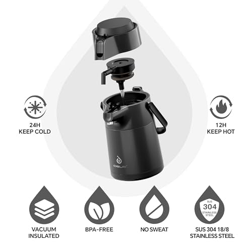 Thermal Coffee Carafe 68oz (Elegant Black / 74.4 Ounces)
