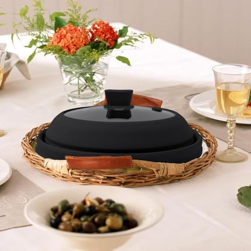 10.5 Inch Silicone & Glass Microwave Splatter Cover (Black / 10.8Inch)
