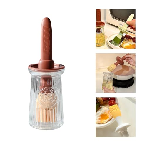 Oil Dispenser with Brush (1 Pack / Brown)