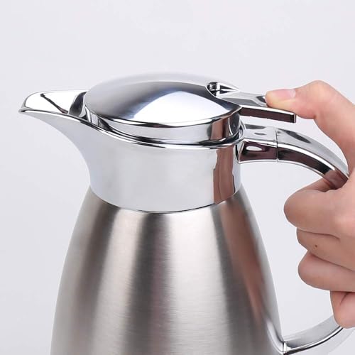 61oz Coffee Carafe Airpot Insulated Coffee Urn Stainless Steel Vacuum Thermal Pot Flask Dispenser for Coffee (Silver)