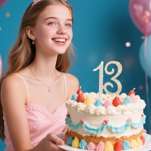 13th Birthday Cake Topper Gold Number 13 Cake Decorations for Birthday Party Anniversary Decoration (13)