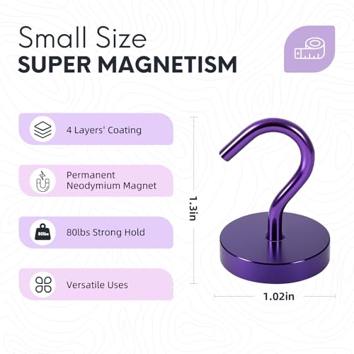 Magnetic Hooks Large Opening (Purple / 80lb Magnetic Hooks)