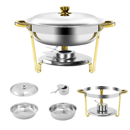 Gold & Silver Chafing Dishes for Buffet with Lid 5QT (2 PACK)