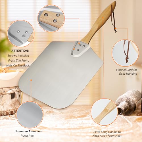 14-Inch x 16-Inch Aluminum Pizza Peel with Wooden Handle