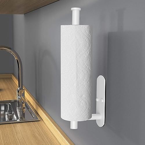 Self Adhesive Paper Towel Holder Under Cabinet Mount (White / 2 Pack)