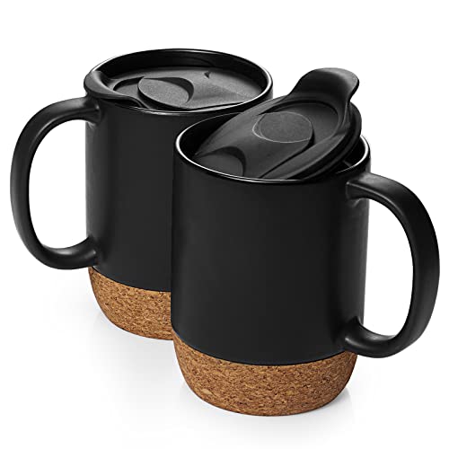 Coffee Mugs Set of 2 (Black / 15 fl oz (Set of 2))