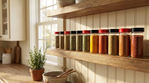 16oz Glass Spice Shakers with Lids (Tall Spice 16oz Black 7 Holes Set of 2)