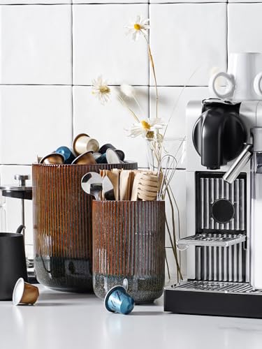 Utensil Holder for Kitchen Counter (Olive Brown Marble)
