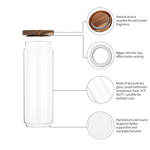 54 Oz Tall Glass Jars with Airtight Wood Lids (54 OZ SET OF 3)