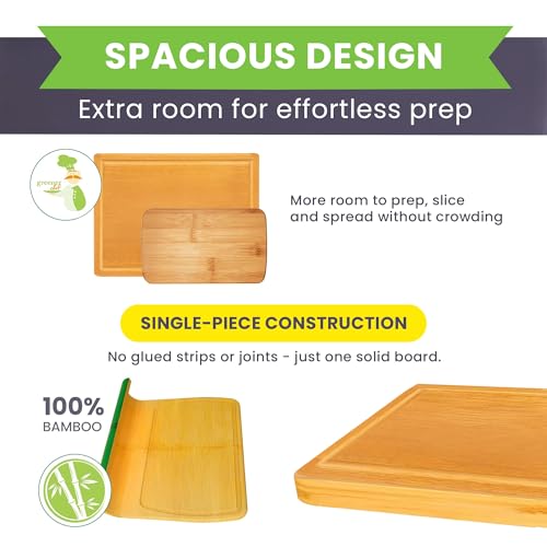 Glue Free Surface™ 2XL Extra Large Bamboo Cutting Board Set of 4 (Glue-Free Surface - Rectangular)