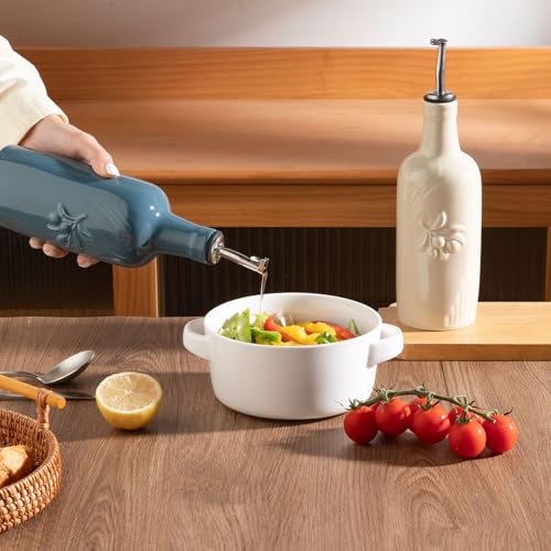 Sweejar Ceramic Olive Oil Dispenser Bottle (Fog Blue / 17 Oz(Embossed))