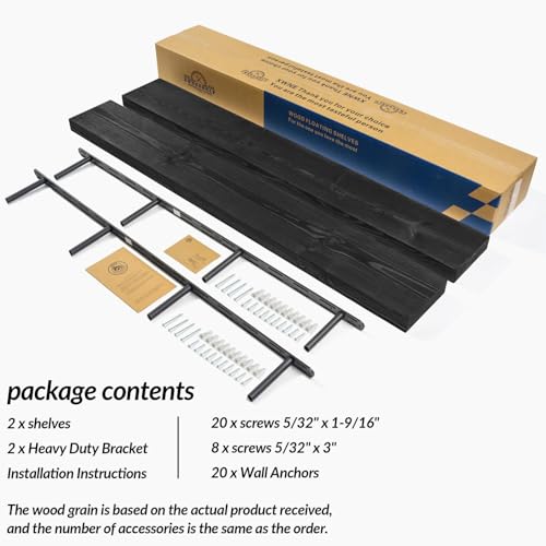 60 inch Black Floating Shelves for Wall 8 (Black / 60'' x 8''x 2''(set of 2）)