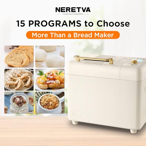 2.2LB 15-in-1 Bread Machine with Dual Heater and Auto Nut Dispenser (white)