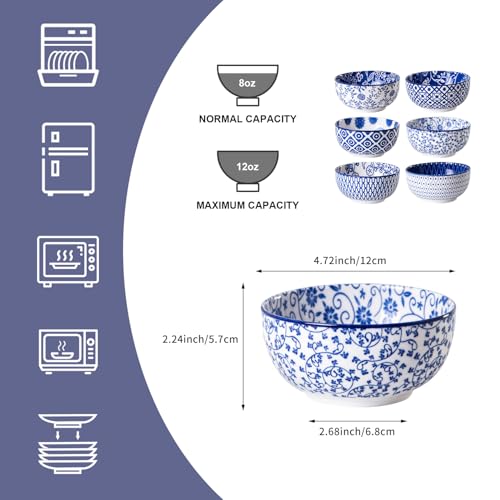 11 Oz Ceramic Small Dessert Bowls Set of 6 (6 Count)