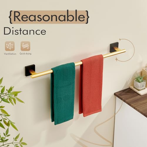 Bathroom Towel Bar Bath Towel Holders for Toilet Kitchen Cabinet Wall Mount 24 Inch Black with Gold Stainless Steel B4005GDK (Black Gold / 24-Inch)