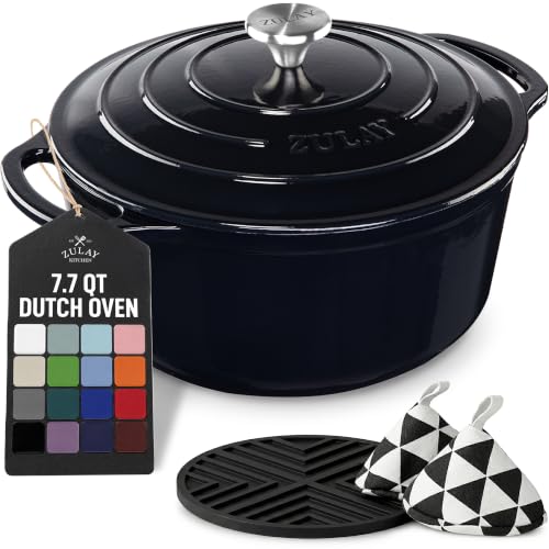 7.7 Quart Enameled Cast Iron Dutch Oven Pot with Lid (Black / 7.7 Quart)