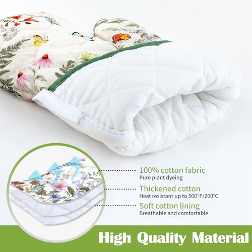 Rustic Flower Kitchen Towels and Oven Mitts Set 4Pcs (Flower)